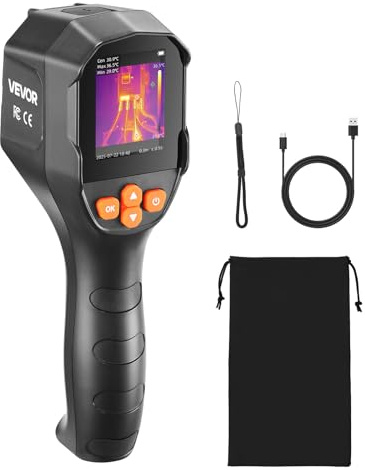 VEVOR Wärmebildkamera, TISR Superauflösung 240x180, handheld Thermokamera mit 2 MP visueller Kamera, 96x96 IR-Auflösung, 25 Hz Bildwiederholfrequenz, -20-550 °C, 4 Bildmodi & 6 Farbpaletten