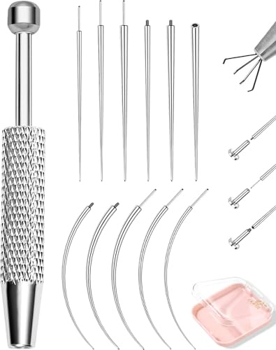 OUFER 12PCS Set di Presa a Sfera, Strumento di Apertura per Sfere di Piercing, 16G 18G 20G Piercing Guiding Needle Tool, Chirurgenstahl Accessori per Piercing a Orecchio e Naso Labret