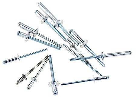Blindnieten Großer Kopf， GB12618 Aluminium-Pilzkopf-Blindnieten mit Dorn, M2,4–M6 (5–20 mm), 100er-Packung(M6(10pcs),12mm)