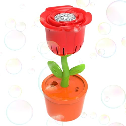 Fun Camping Bubble Flower - Soffiatore a bolle per esterni, completamente automatico, illuminato, macchina da giardino elettrica per bambini, per feste in cortile, giochi sul prato, include 1