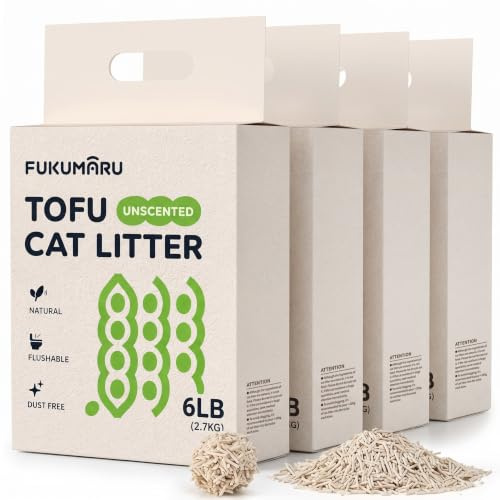 FUKUMARU Tofu-Kattströ, 10,8 kg / 24 l – Doftfri & Parfymfri, Snabb Klumpbildning, Överlägsen Luktkontroll, Lågt Damm, Naturlig Spolbar Växtbaserade Pellets