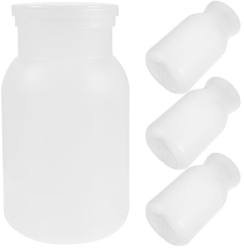 CALLARON Set 4 Pezzi Bottiglie per Coltivazione Funghi Enoki 1100ml in Plastica Bianca, Soluzione Compatta Sigillata per Coltivazione Indoor e Fai-da-Te