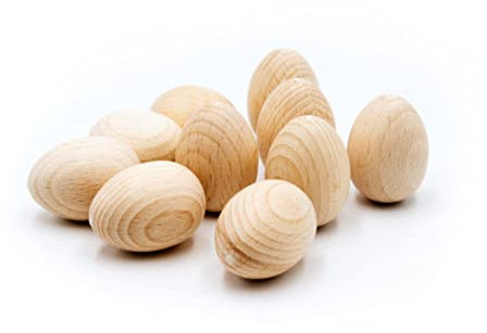 10er-Set Holz-Eier 4x3cm Ostereier Ostern zum Basteln Vollholz - Ostereier aus Buche zum bemalen