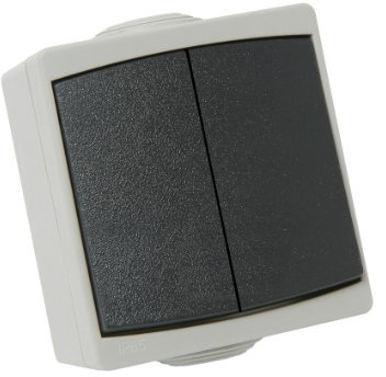 Interrupteur va et vient - Prises electriques Standard - Prise extra plate - Prise murale - Interrupteur va et vient sans Fil - Gamme Perle/Appareillage en saillie étanche/Double va et vient IP65 - Gris 730150