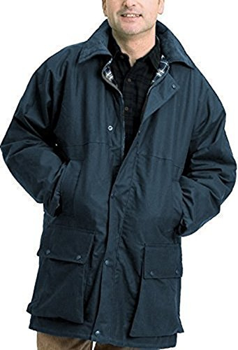 Countrywear Uomo Cera Quilt Giacca In Gran Bretagna Cappotto di Marca Con Cappuccio Per All'aperto Paese Oliato Pesca Caccia Ripresa Agricoltura Equitazione A Quadri Foderato, Blu mare, XXL