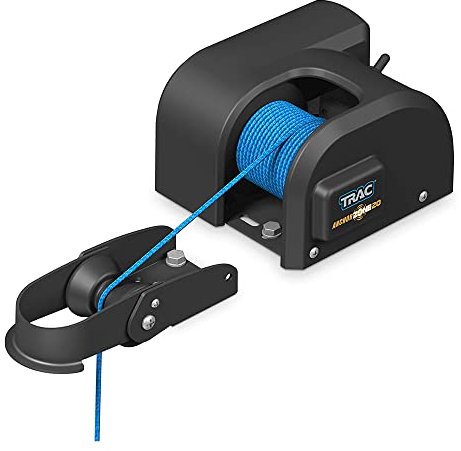 Camco TRAC Outdoors AnchorZone 20 Electric Anchor Winch | Features a High-Efficiency 12-Volt DC All-Steel Gear Motor, 100-Feet of Pre-Wound Braided Rope, and has a Max Capacity of 20lbs (69000)
