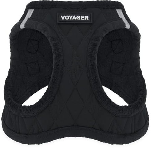 Voyager Step-In Plüsch-Hundegeschirr by Best Pet Supplies - Step-In-Westengeschirr für kleine und mittelgroße Hunde, Weicher Plüsch, Schwarzer Plüsch, size L - Brust 45-52 cm