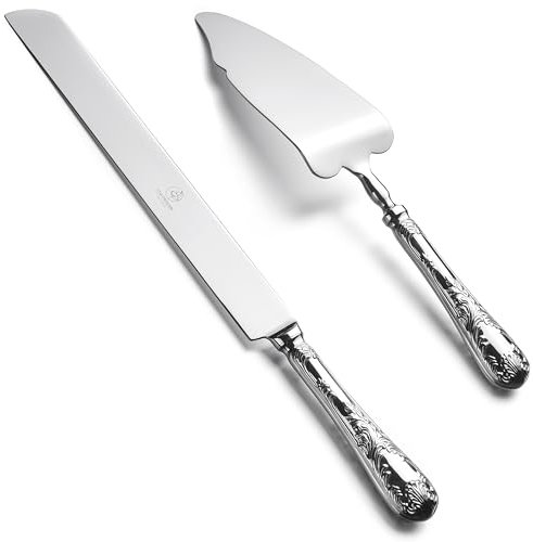 OTW PAVILION 2-teiliges Hochzeits tortenheber Set, 18/10 Edelstahl, kuchenheber, Dessert-Set, Tortenheber, Kuchenschneider, Messer für Geburtstag, Jahrestag, Urlaub, Babyparty, Party