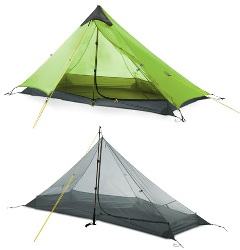 LANSHAN Ultralight Tent 3-Season Waterproof Backpacking Tent for 1-Person Camping, Trekking, Climbing, Hiking, 1 Person, Green
