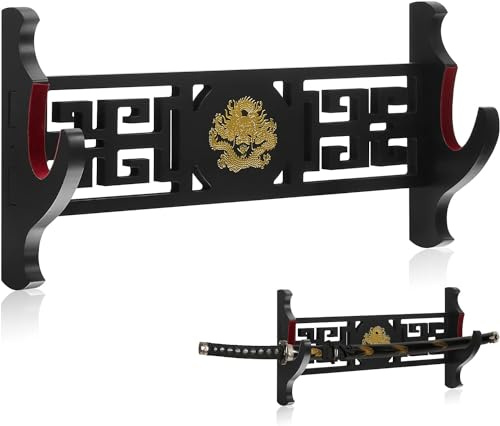 Svärd väggmonterad svärdhållare visningsstativ vadderad Katana Wakizashi Genji och samurajsvärd drakmönster 1 rad