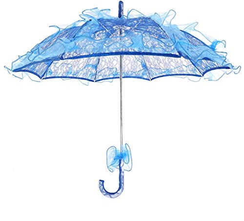 Wedding Lace Umbrella, Bridal Umbrella, Elegant and Stylish for Photo Booth Props(Royal blue)