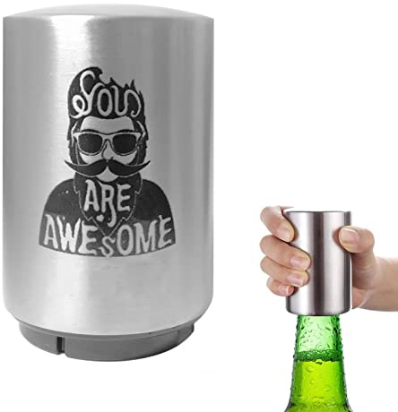 Push Down Bottle Opener,Magnetic Bottle Openers,Beer Bottle Openers for Men Automatic Bottle Opener,Beer Bottle Cap Opener Tool,Kitchen Gadgets Novelty Unique Gifts for Men