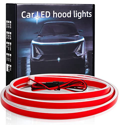 HConce 71 Inches Car Hood Light Strip,Dynamic LED Strip Light,Exterior Flexible Daytime Running Light Strip for Car,SUV (White Light)