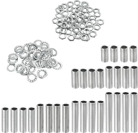 YOKIVE 126 Kit Tubi per Lampade Assortimento Viti Esagonali Filettate M10 con Dadi Bloccaggio Rondelle Ideale per I Progetti Bricolage Plafoniere