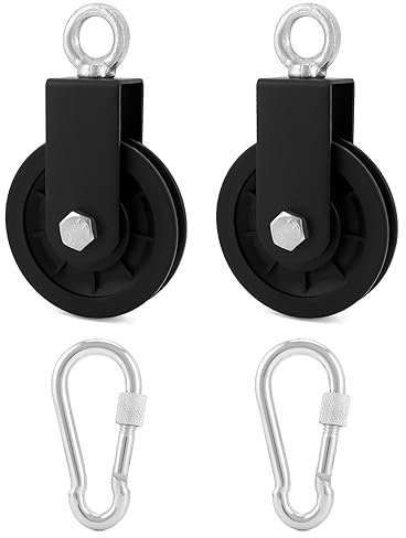 QWORK® 2 PZ 90mm Blocco puleggia girevole, sistema di puleggia per cavo da palestra, per attrezzature da palestra, macchina per cavi di sollevamento