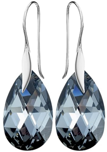 Pear Damen Hakenverschluß Hänge Ohrringe Echtes Silber 925 mit Marken Kristalle Zirkonia - Schmuck Echt Silberne Hängende Ohrhanger für Frauen und Mädchen - Hängeohrringe Ideal Geschenk