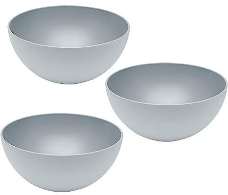 3er Set Magu Natur-Design Schüssel Grau Ø 20 cm aus einem Polymer aus natürlichen Materialien Schüsselset Salatschüssel