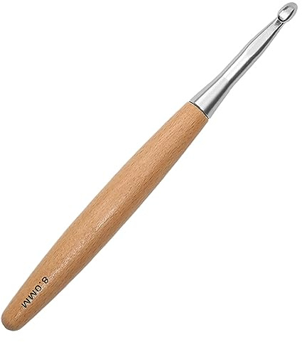 Coopay Buchenholz Häkelnadel 8,0 mm, Metall Häkelnadeln Weicher Griff, Ergonomische Häkelnadel, Leichte Häkelnadeln für Kunsthände, Handwarme Häkelnadel L UK-Größe