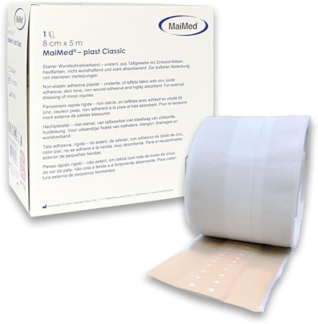 Pflaster Rolle 8cm x 5m Pflaster Box Wundpflaster Heftpflaster - Classic Hautfarben - Starke Klebekraft