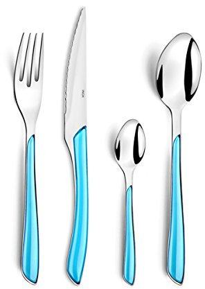 AMEFA - Ménagère 24 couverts de table pour 6 personnes - Eclat - Acier inoxydable 18/0, Finition Brillante - Bleu Turquoise