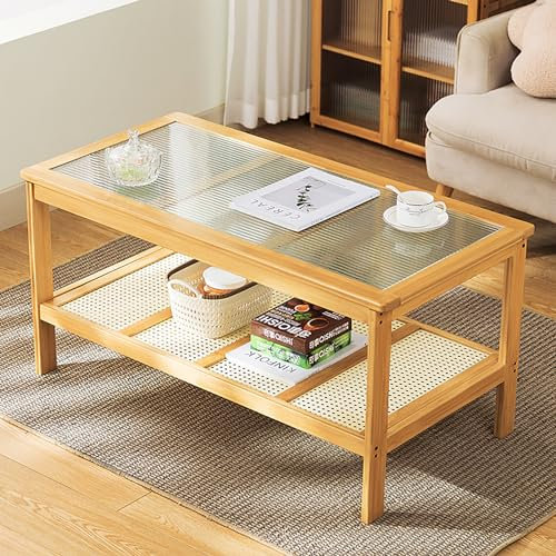 Couchtisch Glas,Set Beistelltisch rund Wohnzimmertisch aus Holz und Metall Satztisch Kleiner Tisch für Wohnzimmer,Teetisch mit Ablage,Wohnzimmertisch aus gehärtetem Glas Sofatisch für Schlafzimmer