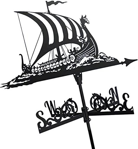 Wetterfahne mit rostfreiem Wind, kreative Gartendekoration, Golf, Motorrad, Piratenschiff, Wikinger-Schlachtschiff, Richtungsanzeiger-Set mit Dachmontage
