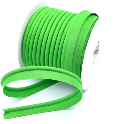 Craft Cult Large 19mm Wide Plain Piping Bias Binding Piped Trim - 25 Metre Roll (139 - Grass Green)