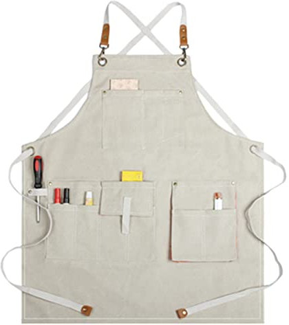 JNHGSHUAISDF Tablier Porte-Outils Tablier de Travail, Tablier à Outils, Tablier à Outils, Tablier à Outils for Hommes, Tablier épais for Jardinage, barbier, Tablier for Hommes et Femmes(White)