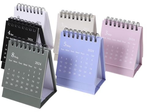 TEHAUX 6stücke Spiralkalender Tischkalender Miniaturkalender Monatskalender Mit Spiralbindung Für Home Office Büro Und Konferenzräume Terminplaner Aus Dickem Papiermaterial