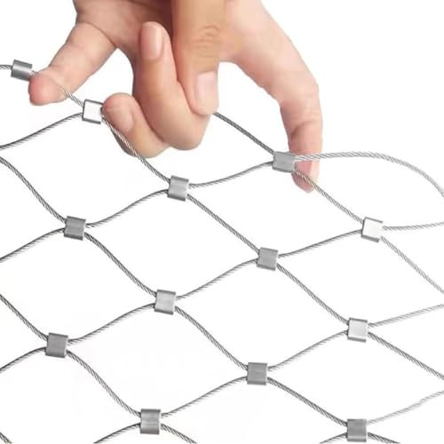 Wzmazingly 304 Edelstahl-Seilnetz, Masche 5cm Flexibles Metall Sicherheitsnetz Gartenzaun Absturzsicherung In Großer Höhe Für Zoo-Käfig-Zaun, Balkon, Treppe(0.9x6m)