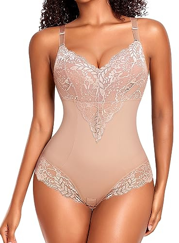 YARRCO Shapewear Damen Bauchweg Body Shaper Miederslip Shaping Bodysuits Leicht Figurformende Unterwäsche U-Ausschnitt