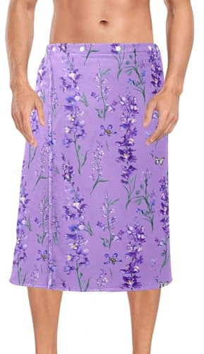 linqin Violettes Gladiolen-Blumenhandtuch für Herren, Korallen-Fleece, Frottee-Wickeltuch, 152,4 x 71,1 cm, Badetuch für Sauna-Zubehör