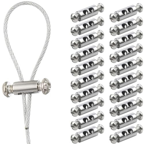 XYTAHDM 20pcs morsetti per cavi con tappo terminale a vite,Clip per Fune Metalliche per Funi Metalliche e Cavi di Diametro 1-2 mm,filo di acciaio a doppia estremità e morsetti per cavi