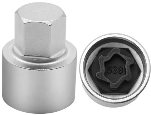 WYYFXY Adaptateur de serrure de jante argent 538, adaptateur pour serrure de roue, clé, cadenas de roue, clé de verrouillage de roue pour jantes VW (538)