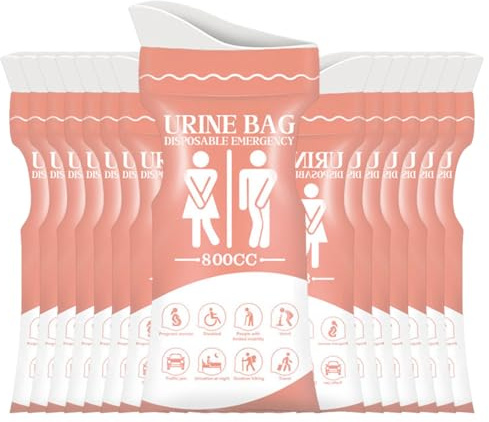 GXGM 15 Stück Urinbeutel für Unterwegs Tasche, Taschen Wc,800cc Pinkelbeutel für Unterwegs für Männer Frauen Kinder, Einweg Urinbeutel,Urinbeutel für Unterwegs,Pinkelbeutel.