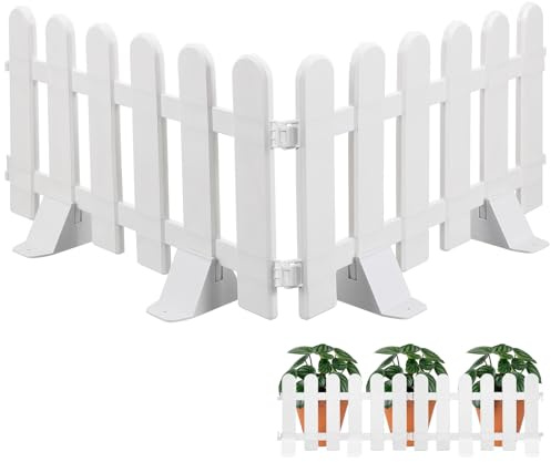 SUPVOX 2 Piezas Vallas de Jardín Blancas de Plástico con Base Reforzada Vallas Decorativas para Césped y Delimitación de Patios Exteriores Resistentes la Intemperie