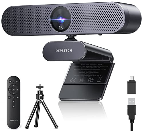 DEPSTECH DW50 Pro Webcam 4K Ultra HD with Dual Noise-Canceling Mics & 3X Zoom, 1/2.55 Sony Sensor, Streaming Camera for PC Mac Teams