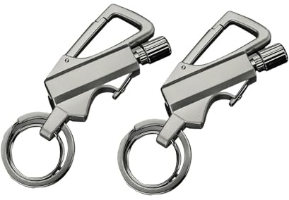 Permanent Match Infinity Lighter with Multitool Bottle Opener, wiederverwendbares Streichholz, Permanent Match Lighter, Schlüsselanhänger Feuerzeug for Camping-Geschenk (Silber, 2 PCS)