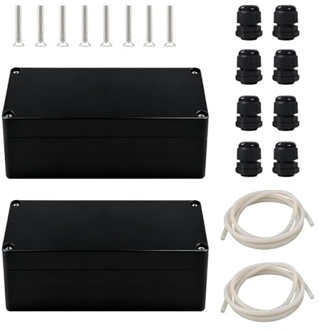 2 Pièces Boîte de Jonction pour Électronique,Boîte de Dérivation Etanche,Robuste,BONNE ÉTANCHéITé,Pour Raccordement Sécurisé des Câbles(Noire,158x90x60 mm)