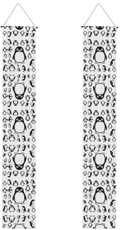 Banner mit niedlichem Pinguin-Druck, Polyester-Banner, für drinnen und draußen, einfach aufzuhängen, wiederverwendbar