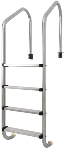 Escalera de piscina de acero inoxidable resistente, diseño antideslizante de 3 escalones para piscinas profundas, soporta 380 libras, ideal para uso en interiores y exteriores