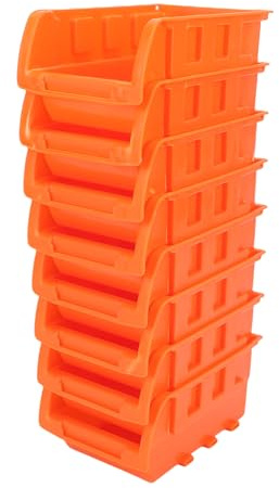 FTVOGUE Bacs de Rangement Muraux 8 Bacs en Plastique Empilables avec 3 Pistes pour l'organisation des Outils de Garage, Gain de Place, Matériau PP Durable