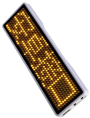 AMSLSIU 7 Farben LED, optionales LED Namensschild, computerveränderbare Zeichen, Visitenkartenanzeige, integrierter Stift und magnetisch, USB Gelb
