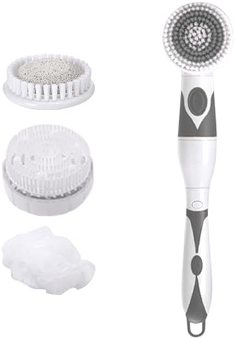 RASTKY Multi-Functional Electric Bath Brush Back Massage Scrubber 2 Speeds Settings Shower Brush IPX6 for Spa Relaxation Pink Color (Grey)