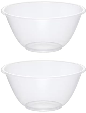 eMKay® Set of 2 Clear 18cm Plastic Mixing Bowls – 1.7L BPA-Free Food-Safe Nesting Bowls for Kitchen Prep, Baking & Serving – Microwave & Dishwasher Safe Lightweight Bowls