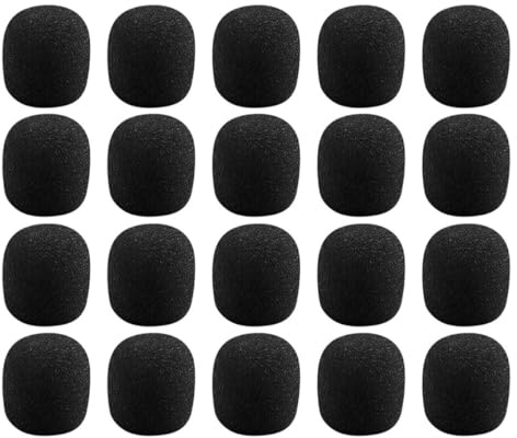 JUMPLAWN Lapel Microphone Covers 40pcs Black Sponge Replacement Mic Windscreens with Foam Insert to Guard Microphones from Moisture in Conference and Event Settings