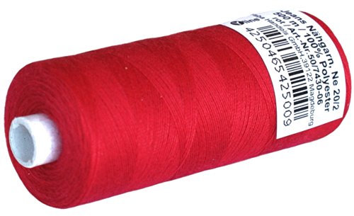 1 Stück Spule a. 500 m Jeans - Nähgarn, Jeansfaden rot, NE 20/2, 100% Polyester, Nähmaschinen Garn Garne, 2500-06