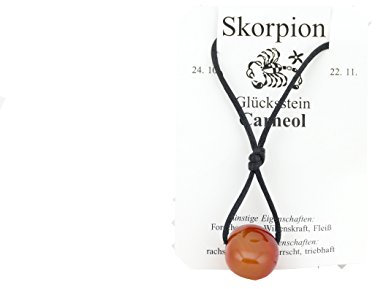 Edelstein Sternzeichenkette, Gebohrter Edelsteinanhänger, Glücksstein für die verschiedenen Sternzeichen (Skorpion - Karneol)