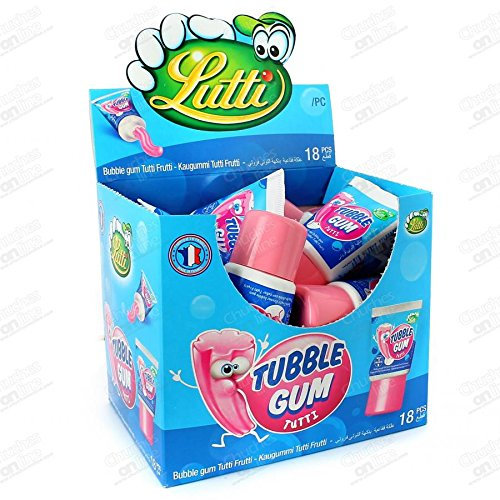 TUBBLE GUM CHICLE SABOR TUTTI FRUTTI ESTUCHE 18 TUBOS