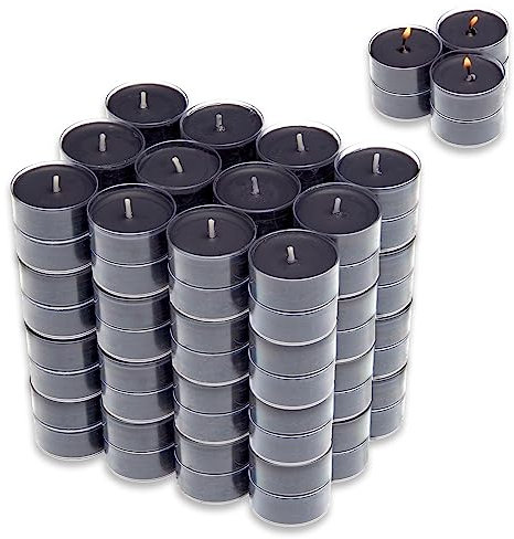 Candelo 96er Set Duft Kerzen Ambiente - Duftteelichter Black Rose - Teelicht in Kunststoff Hülle je 3,8x1,7cm - 4 Std Brenndauer - Teelichter Schwarz